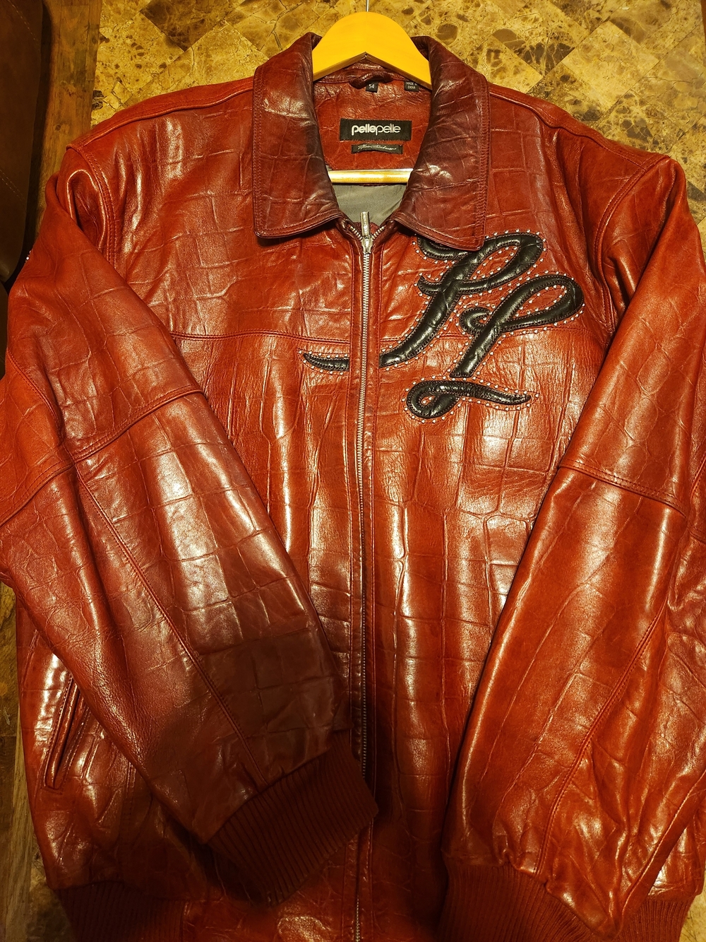 Pelle Pelle Men's Red Leather Bomber Jacket